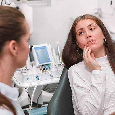 mujer en cita odontologica